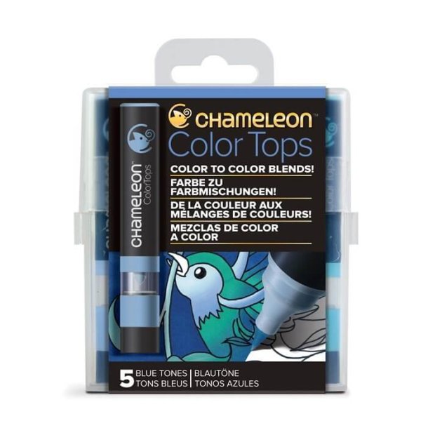 Chameleon  5 Pen Blue tones color tops set