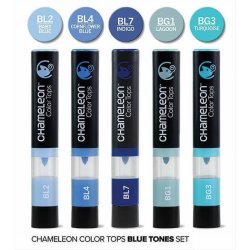 Chameleon  5 Pen Blue tones color tops set