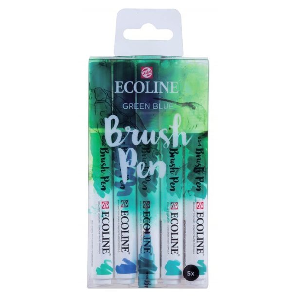 Ecoline Green Blue Brush 5 Pen Set