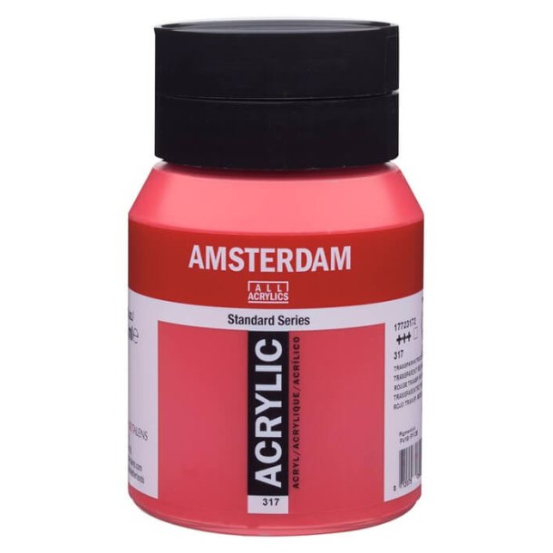 svær at tilfredsstille Vær stille dobbelt Amsterdam standard 317 Transparent red Medium i 500 ml | Høj kvalitets  akrylmaling