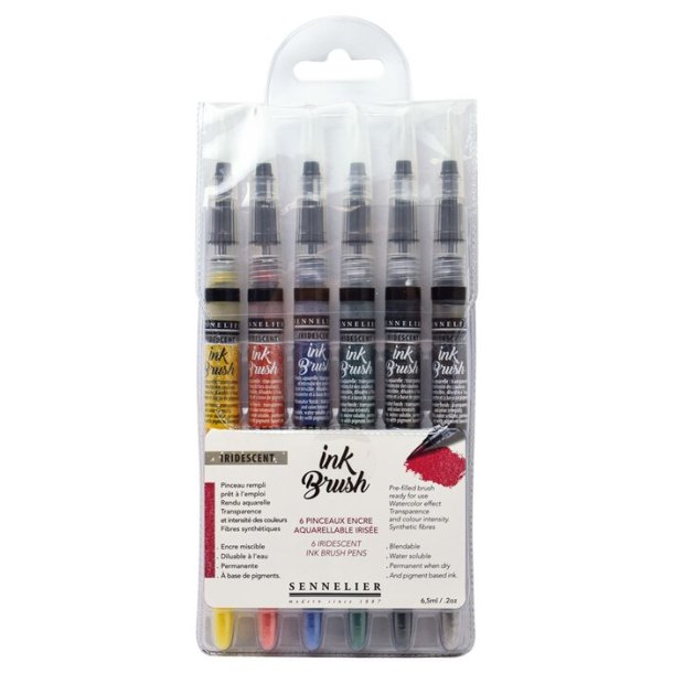 Sennelier Ink Brush 6 brushes set - Iridescent colours