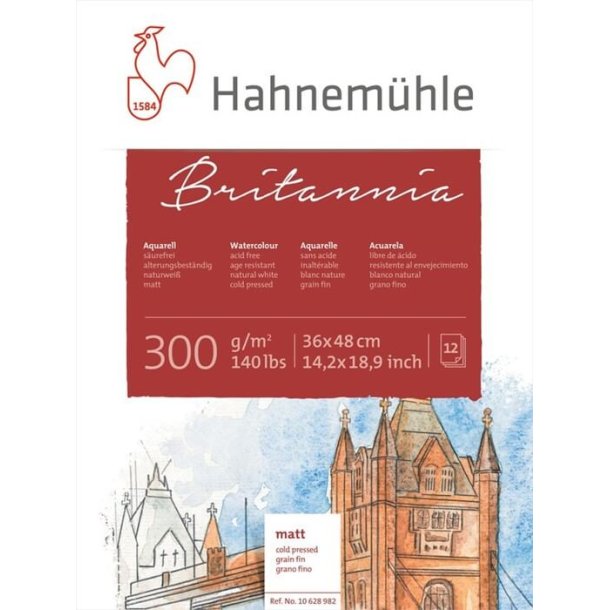 Hahnem&uuml;hle Britannia Akvarelblok Mat 300g 36x48 cm