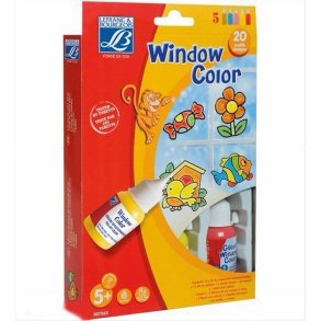 Fensterfarben + 20 Designs + 4 x 35 ml Aquarellfarben
