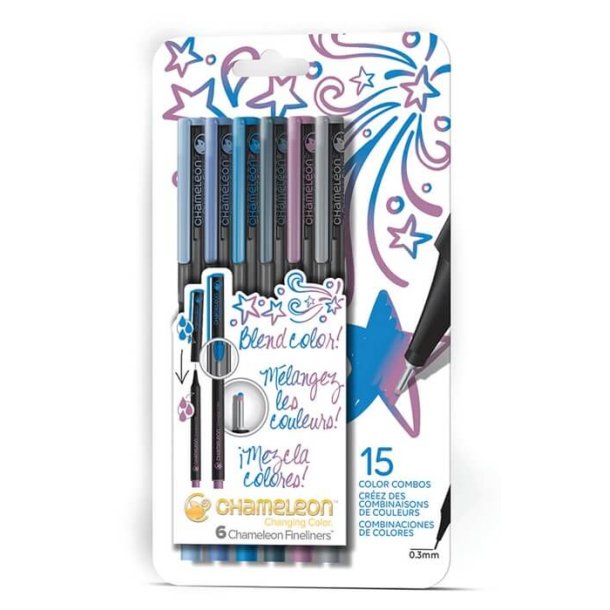 Fineliners 6 Pen Cool Colors Set